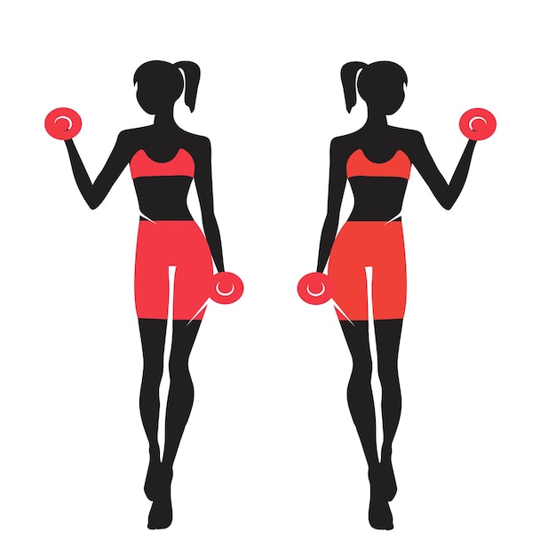 silhouette of a womans exercising