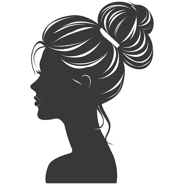 Vector silhouette women head thick black color only