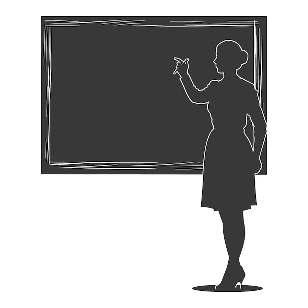 Vector silhouette women school teacher teaching in front of class