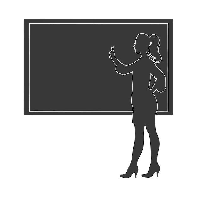 silhouette women school teacher teaching in front of class