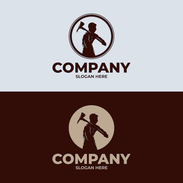 Vector silhouette of wood work or lumberjack logo design inspiration