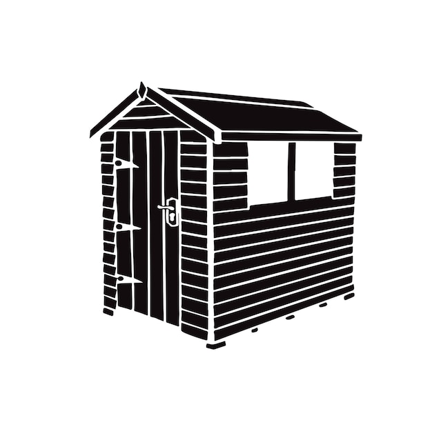 silhouette of wooden house barn temporary black monochrome vector