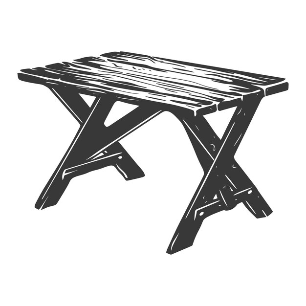 Vector silhouette wooden table black color only