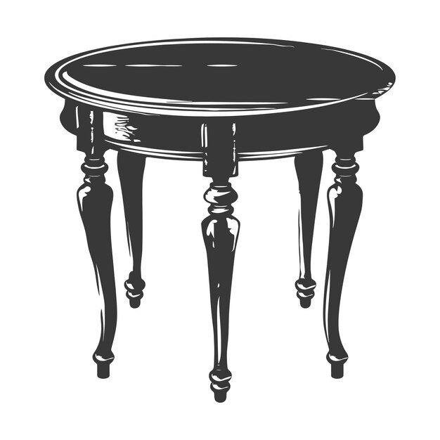Vector silhouette wooden table black color only