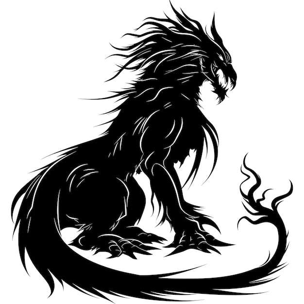 Силуэт Сиези или Хаэте мифическое существо древнее зверь только черный цвет