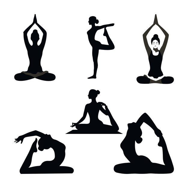 Vector silhouette of yoga person women yoga