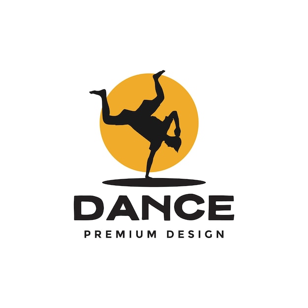 Silhouette young man battle dance vintage logo