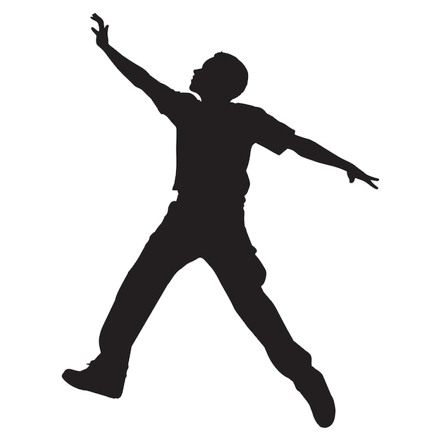 Vector silhouette of a young person dancing to music