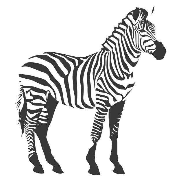 Silhouette zebra animal black color only