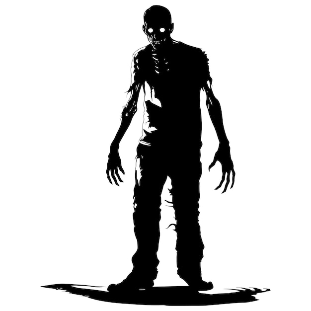 Silhouette zombie black color only full body