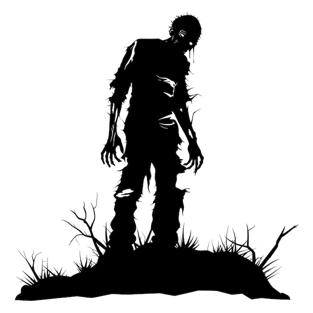 Silhouette zombie black color only full body