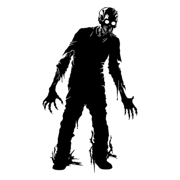 Vector silhouette zombie black color only full body