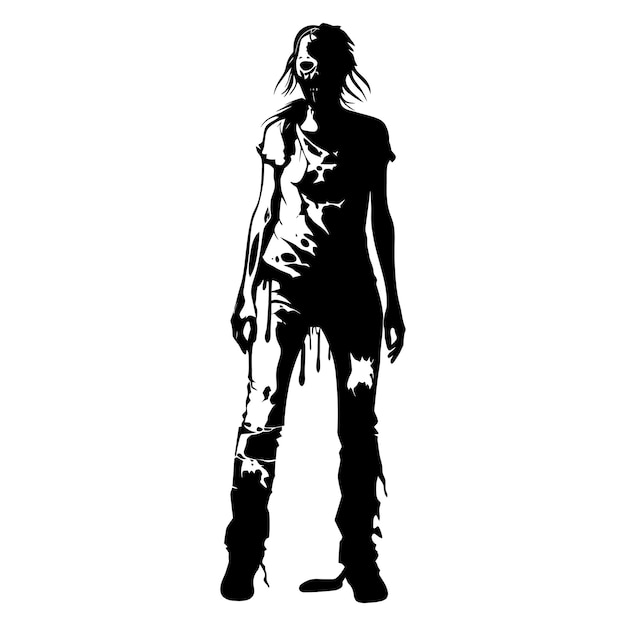 Silhouette zombie women black color only full body