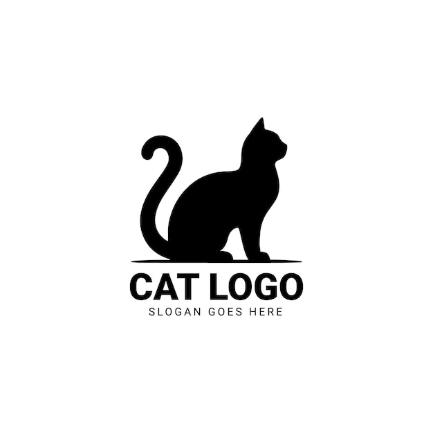 ロゴのテンプレートに立つシルエットの猫