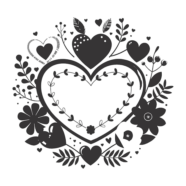 Vector silhouetted love floral frame