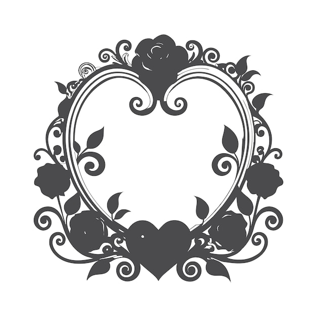 silhouetted love floral frame