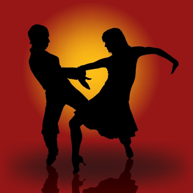 Silhouetted samba latin dance couple