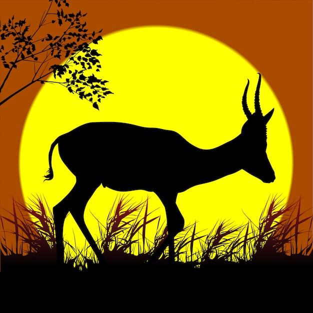 Vector silhouetted walking antelope