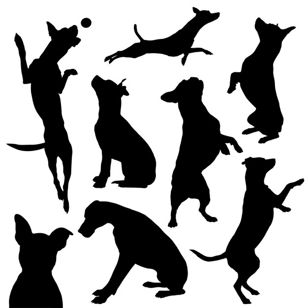 Vector silhouetten honden huisdieren springen