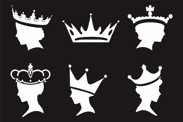 Silhouetten koningin kronen instellen illustratie vector design collectie