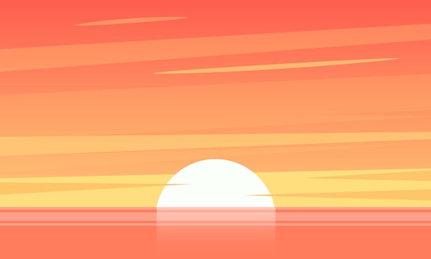 silhouetten op tropische oceaan zonsondergang achtergrond vectorillustratie