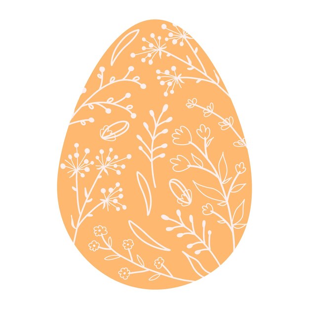 Silhouetten oranje paaseieren met lente bloemen en overzichtspatronen Illustratie kleurrijke en minimalistische paaseieren