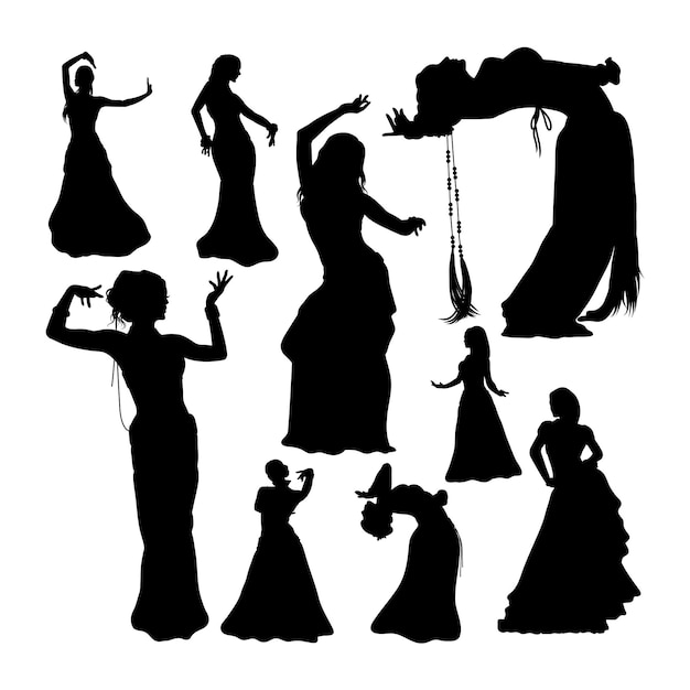 Silhouetten van buikdanseres pose