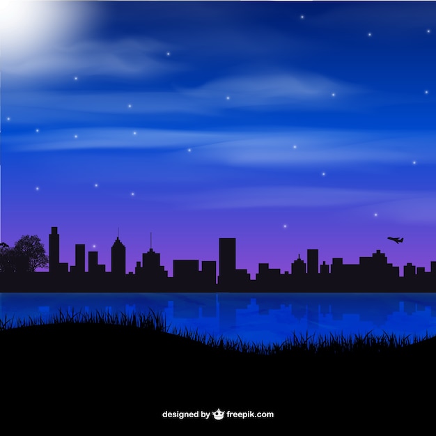 Silhouetten van de nacht stad