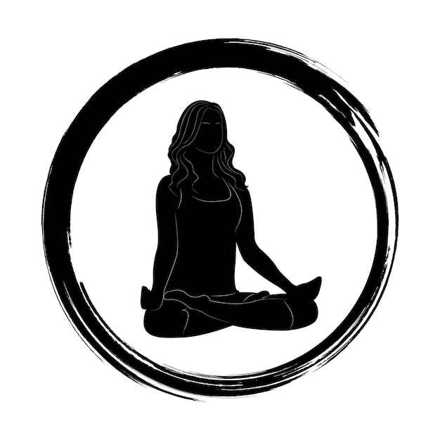 Silhouetten van een vrouw. Yogahouding voor ontspanning en meditatie. Yoga. Lotushouding.