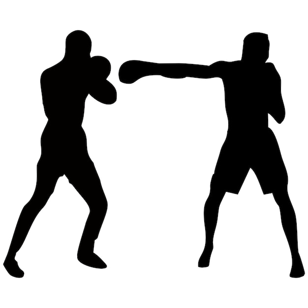 Vector silhouetten van gevechten met vechtsporten en vuisten