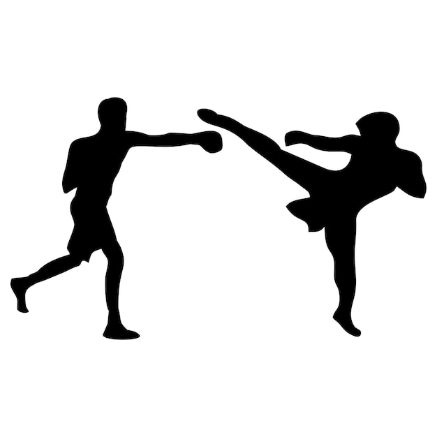 silhouetten van gevechten met vechtsportvuisten