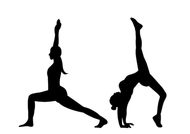 silhouetten van gymnasten op witte achtergrond vector