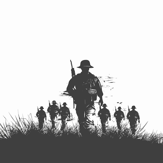 Silhouetten van soldaten