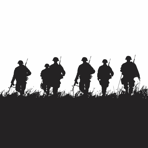 Silhouetten van soldaten