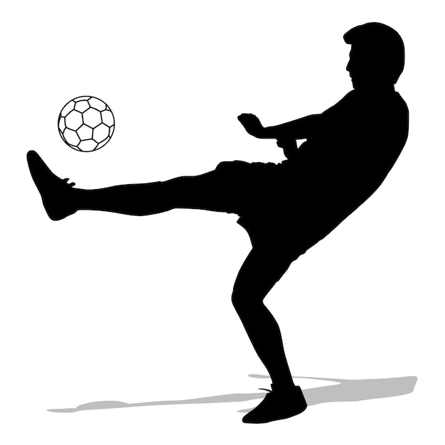 Silhouetten van voetballers met de bal vector illustratie