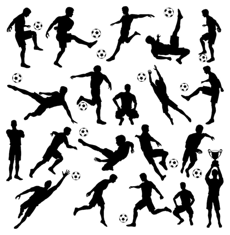 Vector silhouetten voetbalspelers