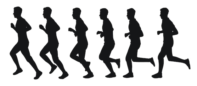 Silhouettes of athletes runners Athletics running cross sprinting jogging walking