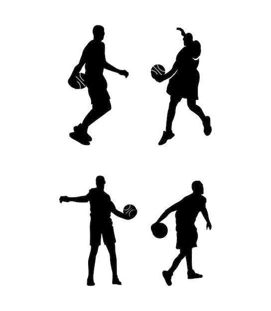 Silhouettes of Basketball Players