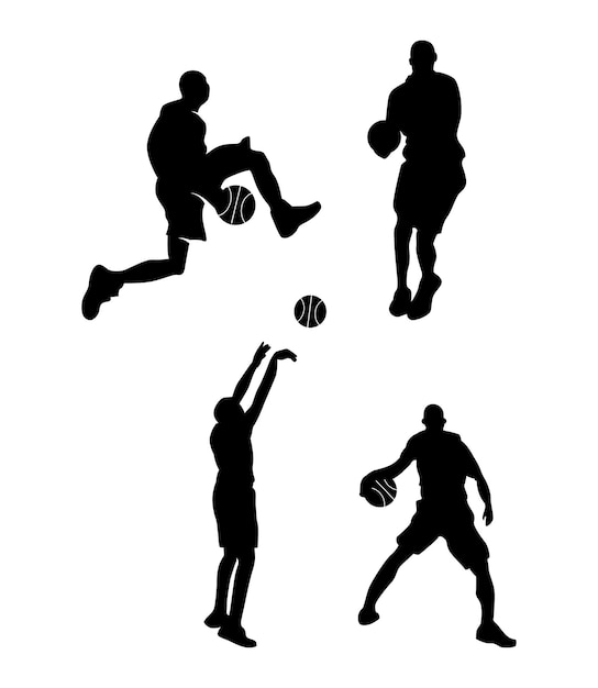 Vector silhouettes of basketball players