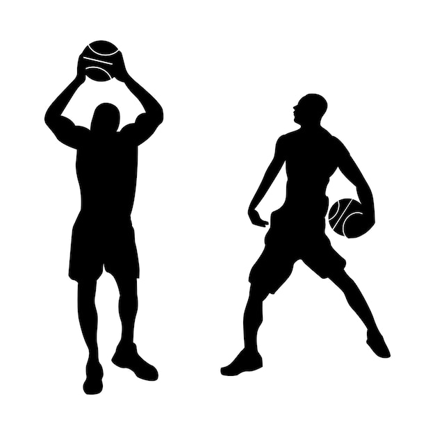 Premium Vector | Silhouettes of basketball players