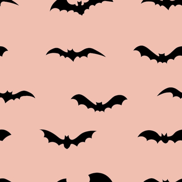 Silhouettes of bats seamless pattern on color background Halloween design for baby clothes bedding