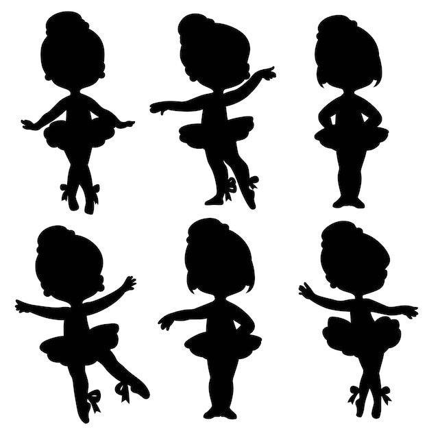 silhouettes of beautiful graceful ballerinas set 1 isolated on a white background