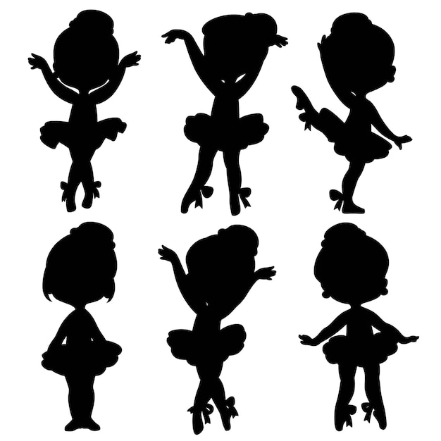 Vector silhouettes of beautiful graceful ballerinas set 4 isolated on a white background