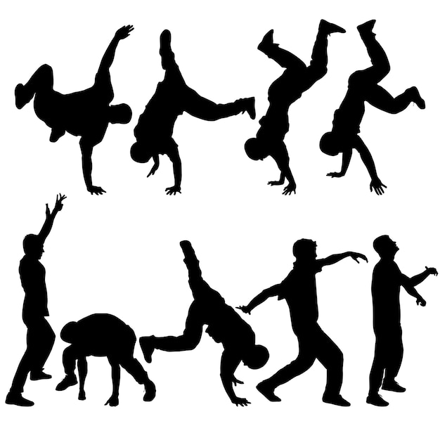 Silhouettes breakdancer on a white background Vector illustration