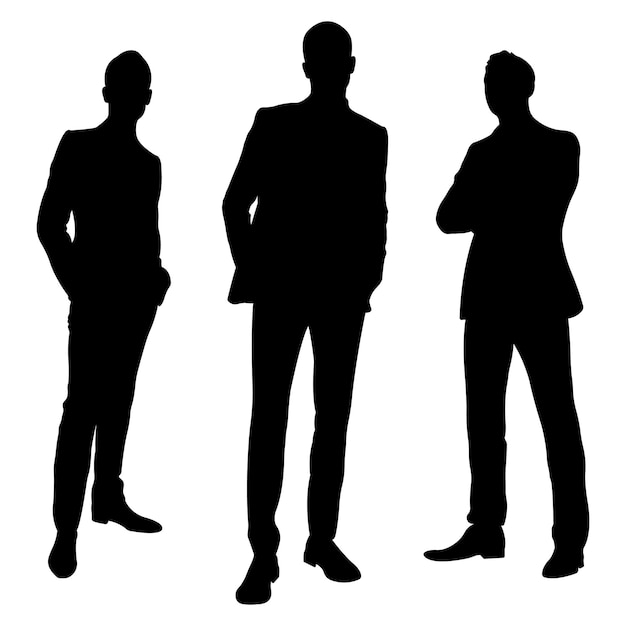 Vector silhouettes of business mengroup of standing business menvector illustration