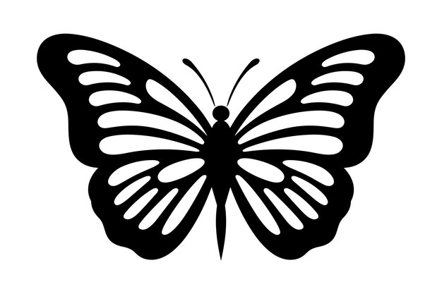 Vector silhouettes of butterflie insect butterfly black and white tattoo and sticker type vector