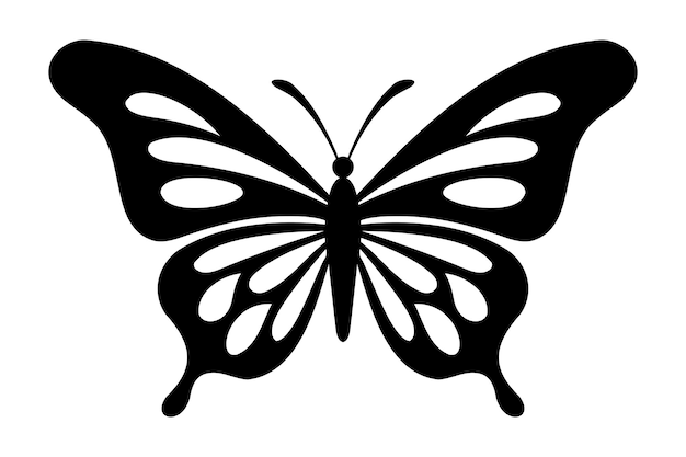 Silhouettes of butterflie Insect butterfly black and white tattoo and sticker type vector