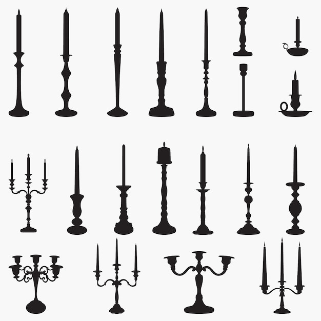 silhouettes candle sticks vector design