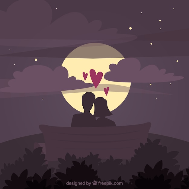 Silhouettes of a couple in love