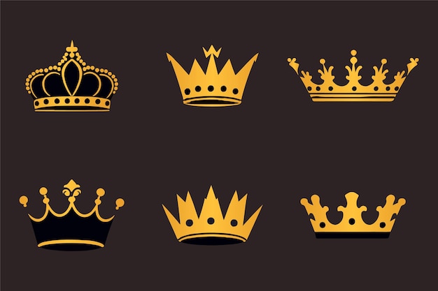 Silhouettes crowns set Illustration vector design collection